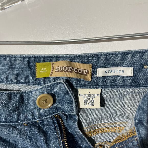 Vintage Old Navy Low Waist Bootcut Stretch Button Pocket Blue Jeans Womens 4 - Picture 3 of 8